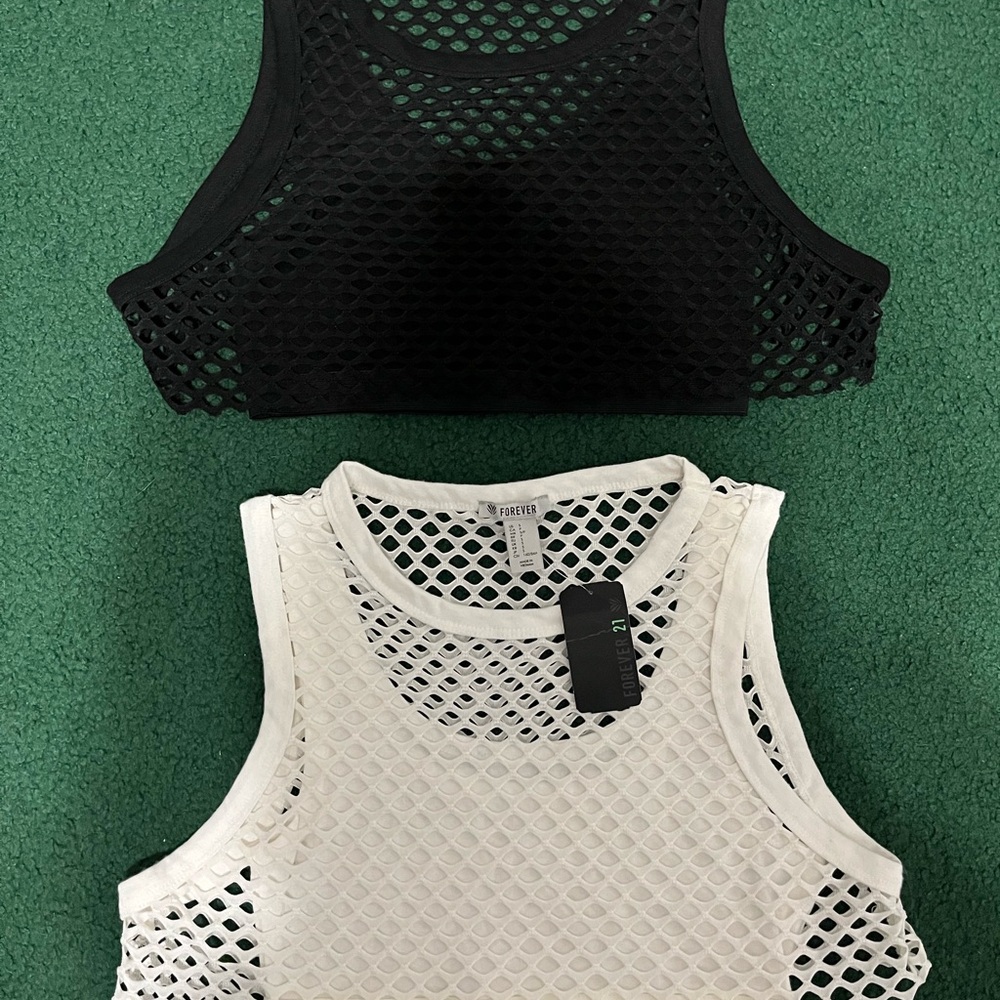 Forever 21 Mesh Crop Tank Top- Black Only NWOT